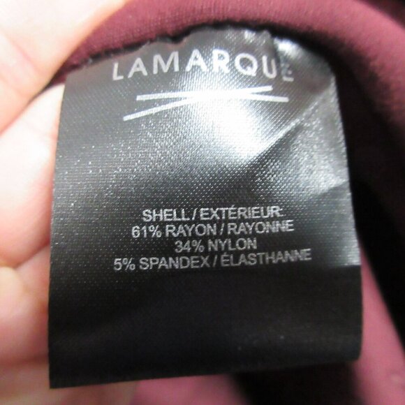 Lamarque Bahira Mini Dress S Red Knit Feather-Trim Rayon Blend Party Luxury 632 - Picture 4 of 9